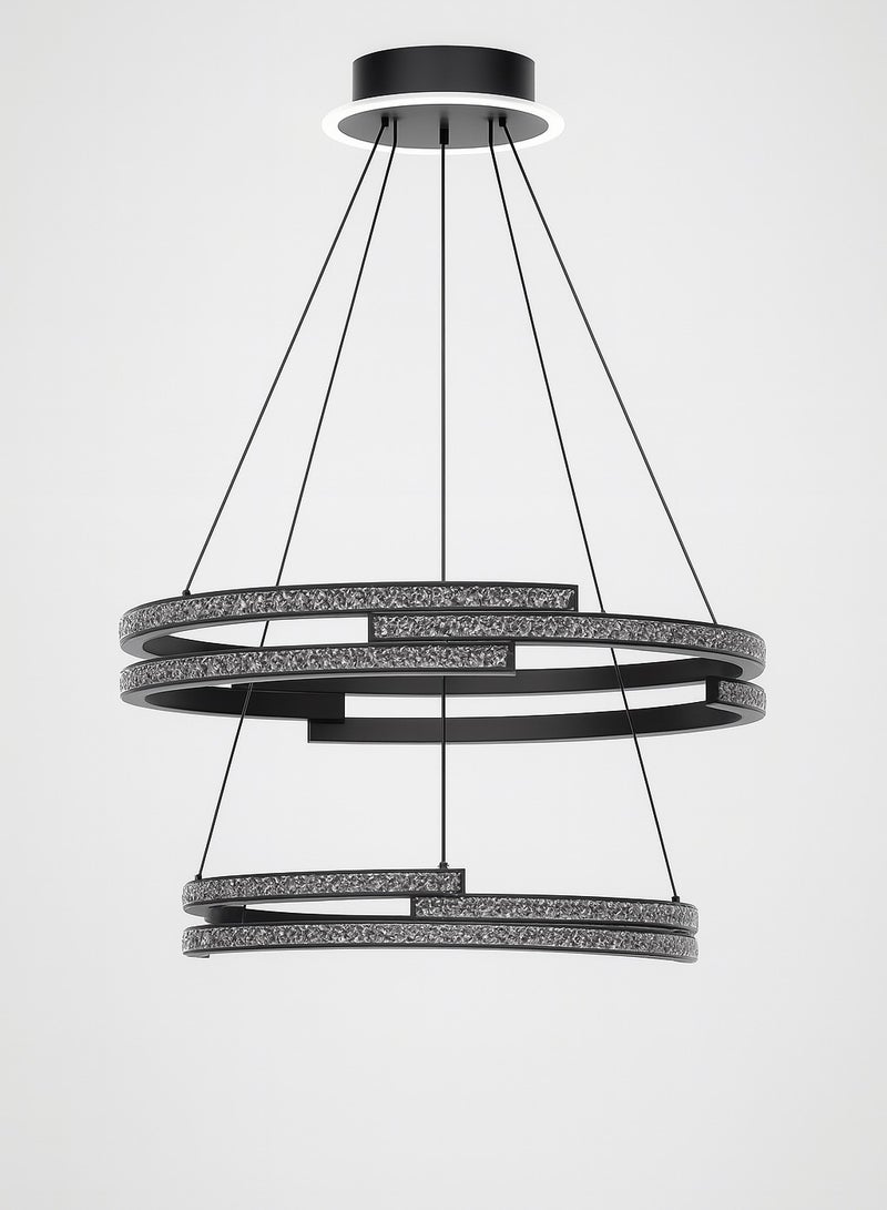 Chandelier Modern ceiling Round earrings Multi Design Three Lights Diameter 25 - 60 cm Black  - Image 1