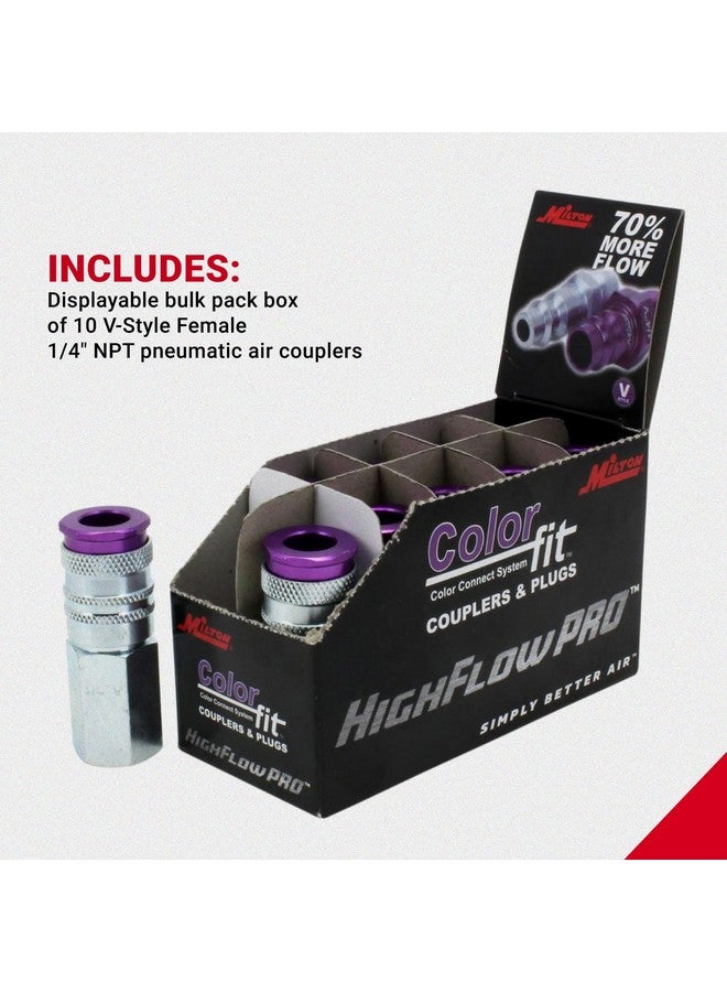 ميلتون وصلات Milton 764VC ColorFit HighFlowPRO، على شكل حرف V، أرجوانية، 1/4 بوصة NPT أنثى، علبة من 10 قطع - Image 3