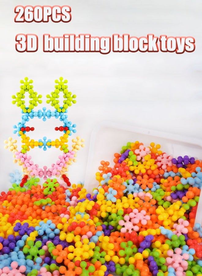 260-piece plum blossom building block particle toy 3D three-dimensional assembly building block toy Architectural building block toy Children's puzzle toy Enlightenment education With storage box - Image 1