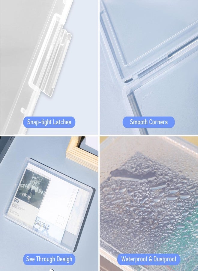 SAYEEC 2 Pack Portable Project Case A4 Plastic Transparent File Storage Box for 8"x11.5" Paper Slim Photo Art Craft Storage Container Scrapbook Document Organizer Magazine Protector for Office School - Image 5