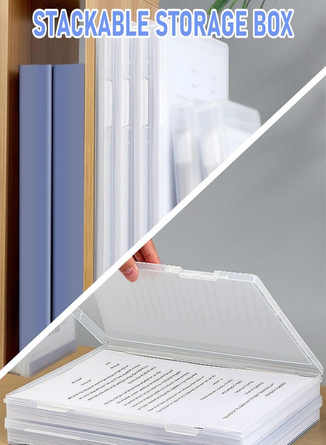 SAYEEC 2 Pack Portable Project Case A4 Plastic Transparent File Storage Box for 8"x11.5" Paper Slim Photo Art Craft Storage Container Scrapbook Document Organizer Magazine Protector for Office School - Image 4