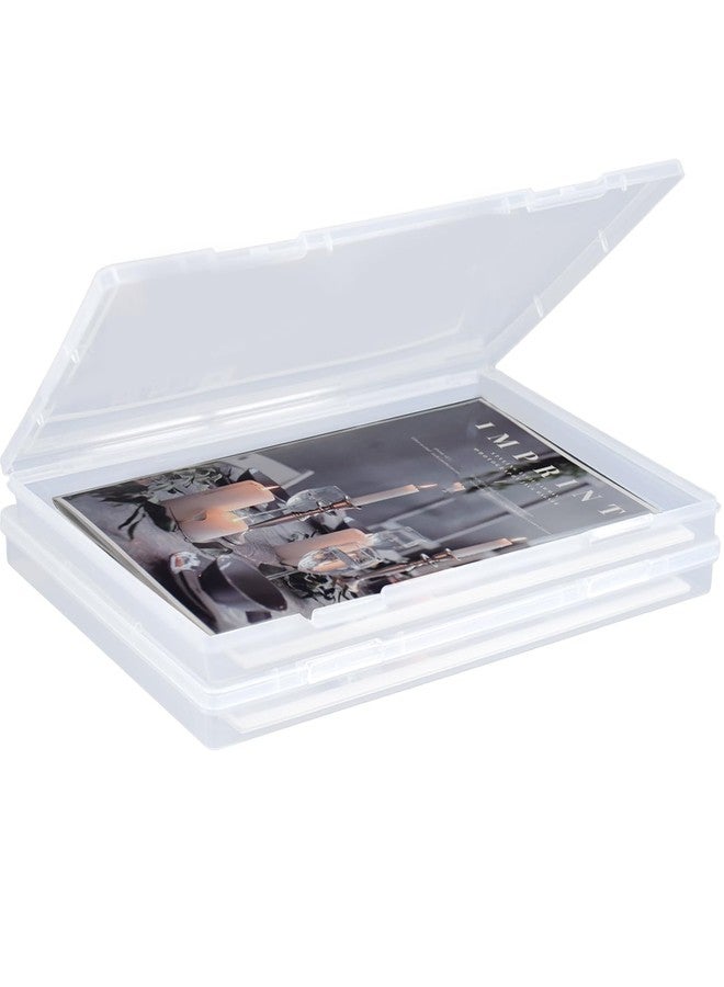 SAYEEC 2 Pack Portable Project Case A4 Plastic Transparent File Storage Box for 8"x11.5" Paper Slim Photo Art Craft Storage Container Scrapbook Document Organizer Magazine Protector for Office School - Image 1