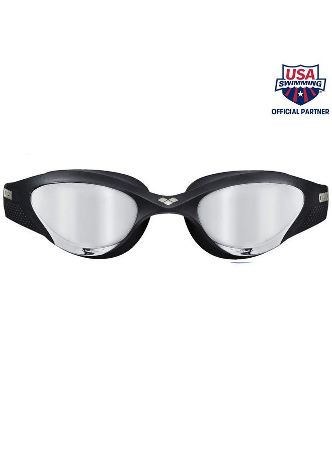arena للجنسين الكبار نظارات السباحة للرجال والنساء مقاوم للماء تناسب المدار والدليل على الأختام مكافحة الضباب المغلفة عدسات عاكسة فضي/أسود/أسود - Image 3