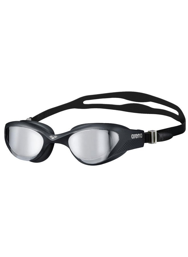 arena للجنسين الكبار نظارات السباحة للرجال والنساء مقاوم للماء تناسب المدار والدليل على الأختام مكافحة الضباب المغلفة عدسات عاكسة فضي/أسود/أسود - Image 2