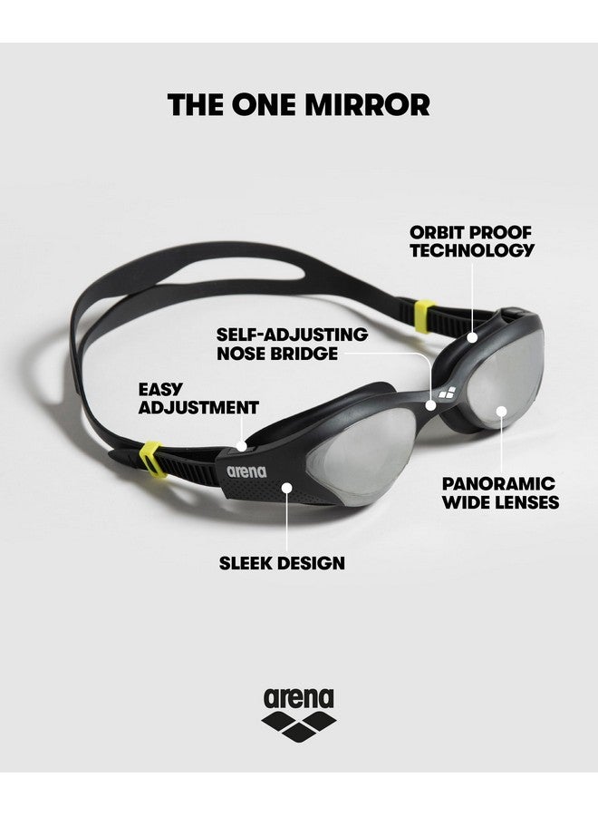 arena للجنسين الكبار نظارات السباحة للرجال والنساء مقاوم للماء تناسب المدار والدليل على الأختام مكافحة الضباب المغلفة عدسات عاكسة فضي/أسود/أسود - Image 4