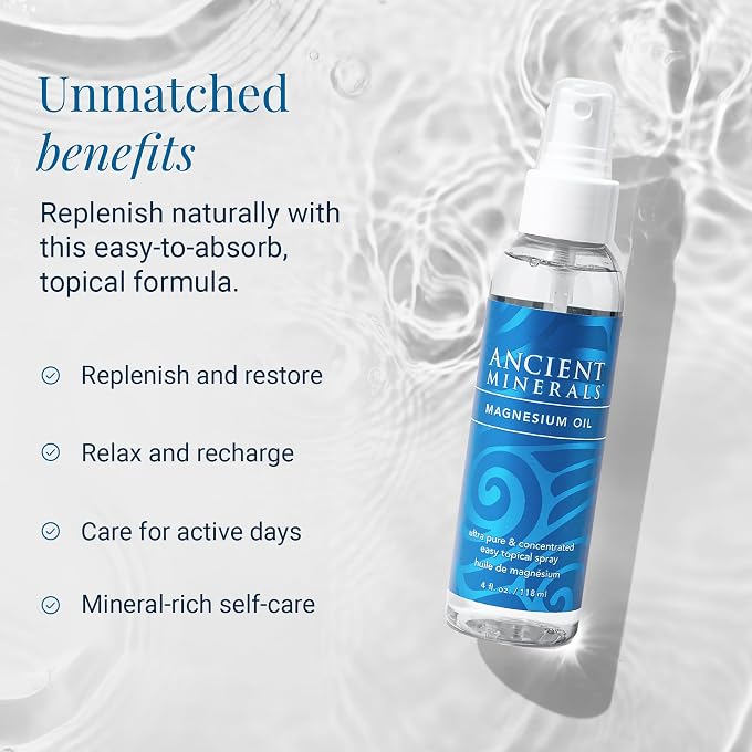 Ancient Minerals Magnesium Oil Spray 4 oz. -Pure Genuine Zechstein Magnesium Chloride Supplement - Best Topical Skin Application for Dermal Absorption - Image 3