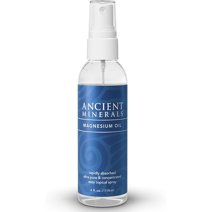 Ancient Minerals Magnesium Oil Spray 4 oz. -Pure Genuine Zechstein Magnesium Chloride Supplement - Best Topical Skin Application for Dermal Absorption - Image 1