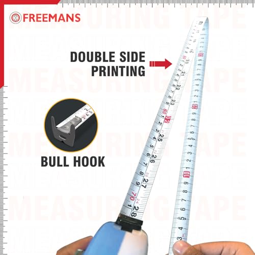 FREEMANS NEXA 5m:19mm Steel Inchi Measuring Tape - 5m With Unbreakable ABS case || Click Action Front Lock || Double-sided Printing and Belt Clip - Image 3