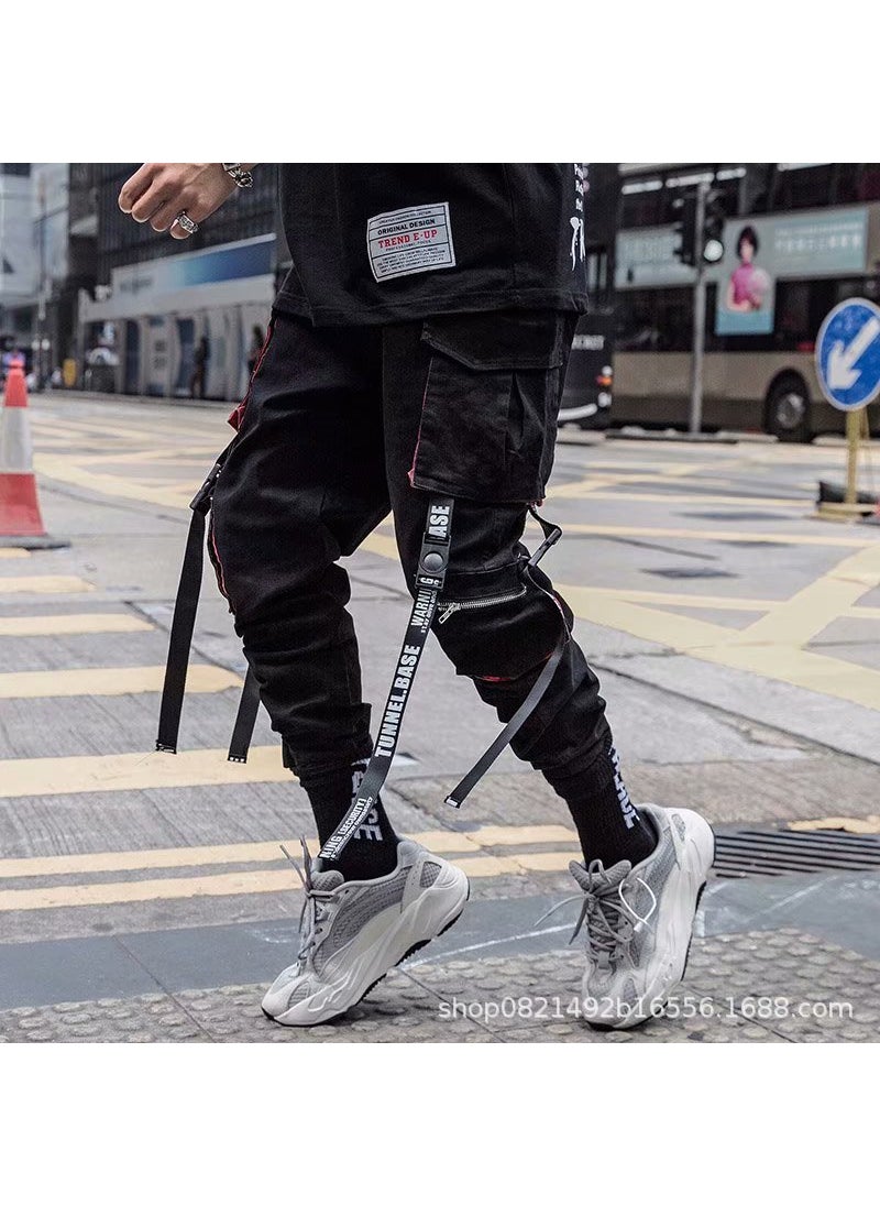 Generic - Trendy Brand Cargo Pants with Ankle Straps for Men 15 Black (Twill) - Image 1