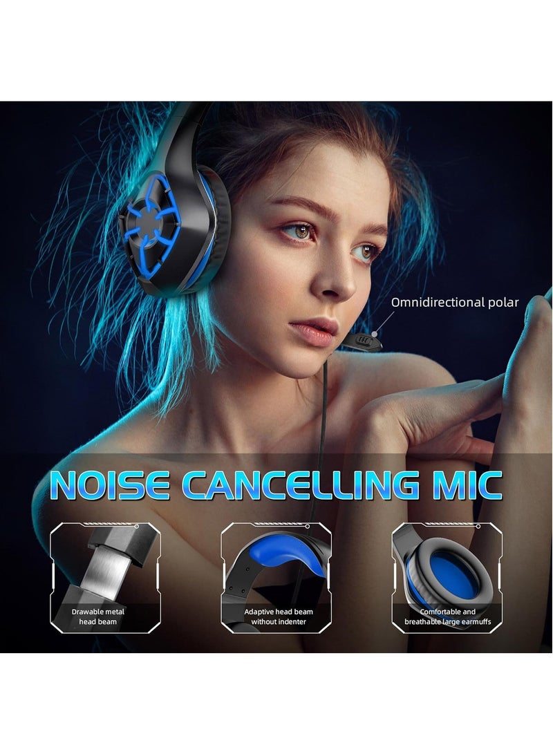 Arabest Headworn Computer Gaming Earphones, Wired Earphones, Illuminated Dual 3.5Mm+USB Powered Gaming Earphones,Corded Headphones,Computer Gaming Earphones, Black - Image 5