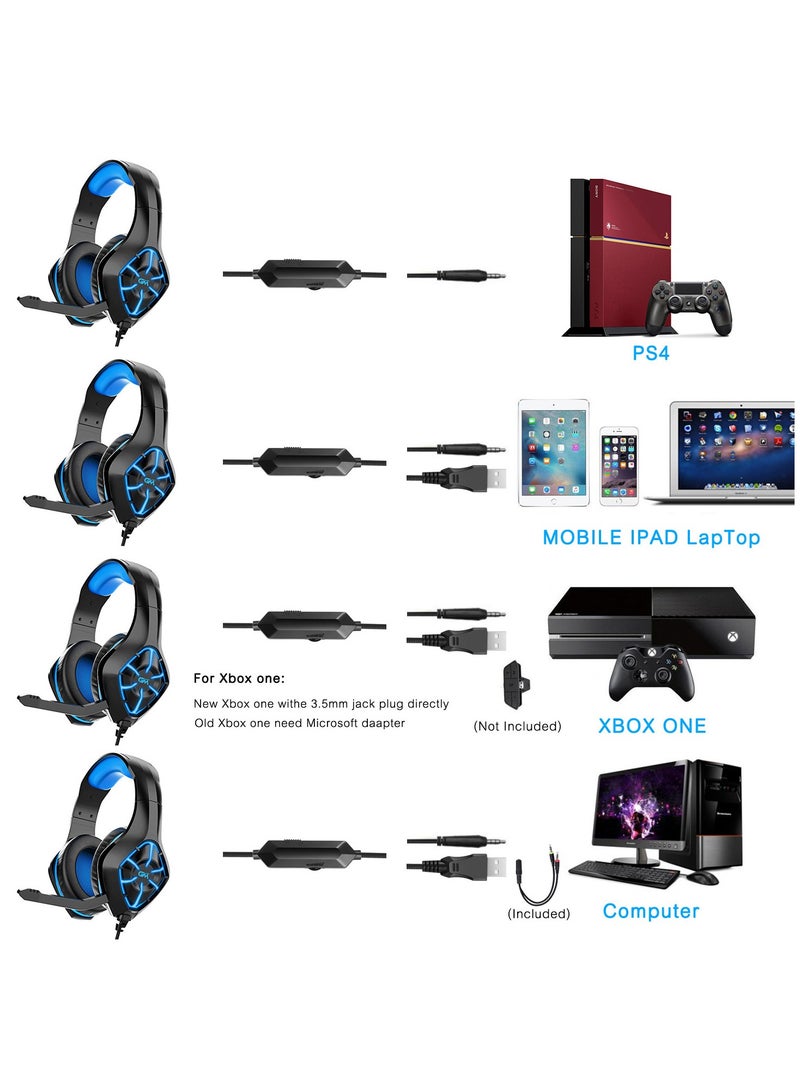 Arabest Headworn Computer Gaming Earphones, Wired Earphones, Illuminated Dual 3.5Mm+USB Powered Gaming Earphones,Corded Headphones,Computer Gaming Earphones, Black - Image 4