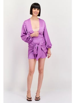 Collective The Label Women Petite Plain Mini Dress, Purple  - Image 3