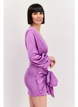 Collective The Label Women Petite Plain Mini Dress, Purple  - Image 4