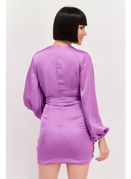 Collective The Label Women Petite Plain Mini Dress, Purple  - Image 2