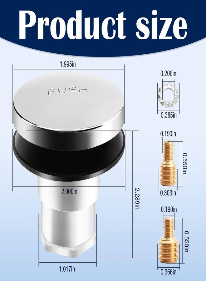 8B8B Universal Bathtub Pop up Drain Stopper, Tip Toe/Foot Actuated Bathtub Drain Stopper Includes 3/8'', 5/16'' Thread Studs and Star Shape Lock Washer - Image 2