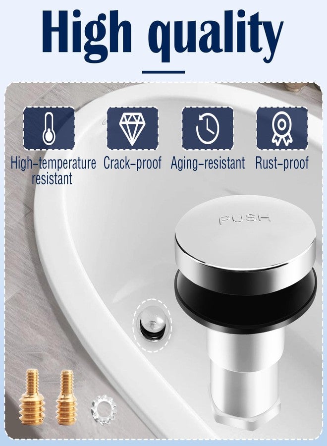8B8B Universal Bathtub Pop up Drain Stopper, Tip Toe/Foot Actuated Bathtub Drain Stopper Includes 3/8'', 5/16'' Thread Studs and Star Shape Lock Washer - Image 4