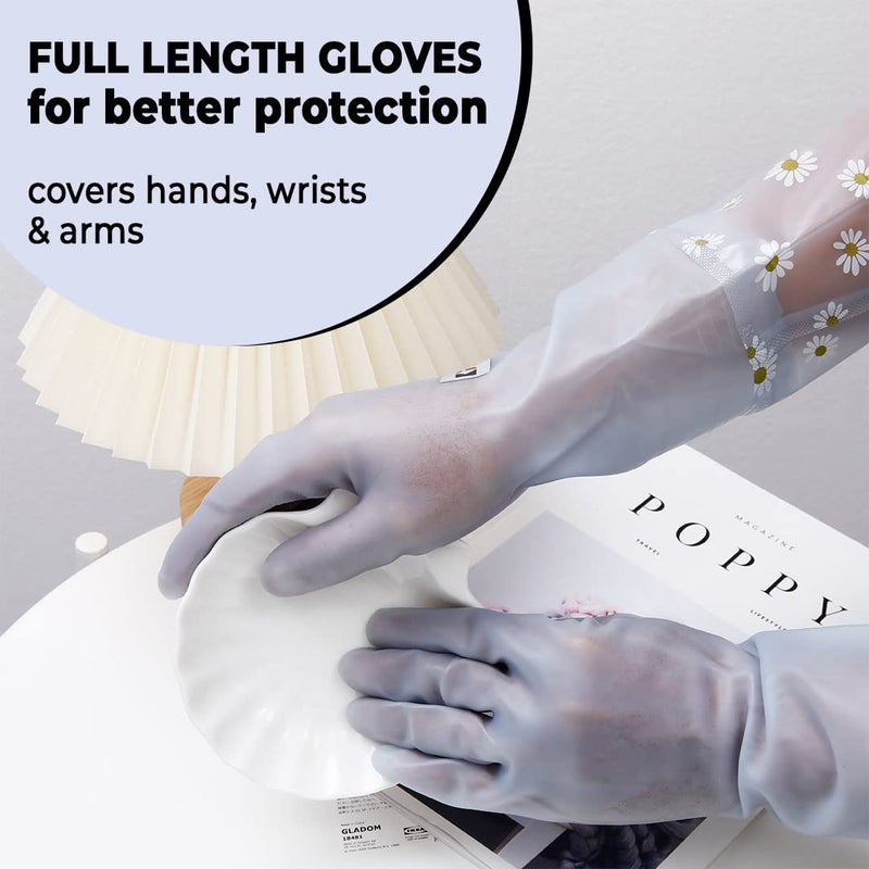 Kuber Industries Kuber Industries Multi-Purpose Hand Gloves For Kitchen Cleaning, Bathroom Cleaning & Gardening|Reusable Gardening Gloves|Long Elbow Gloves For Better Protection|Non-Slippery & Durable |9051|Jelly Blue - Image 4