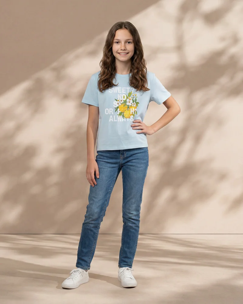 Redtag Senior Girls Blue T-Shirt