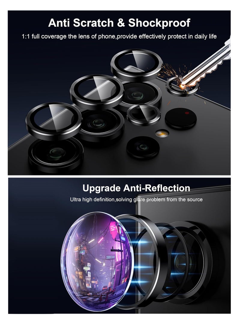 LENS SHIELD واقي زجاجي لعدسة الكاميرا لهاتف Samsung Galaxy S24 Ultra باللون الفضي، غطاء حلقة معدنية فردية للعدسات - Image 2