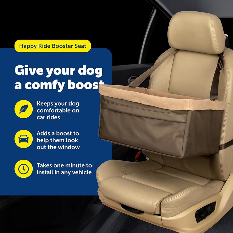 PetSafe Happy Ride Extra Large Dog Booster Seat for Cars - Brown with Machine Washable Fleece Liner - Image 3