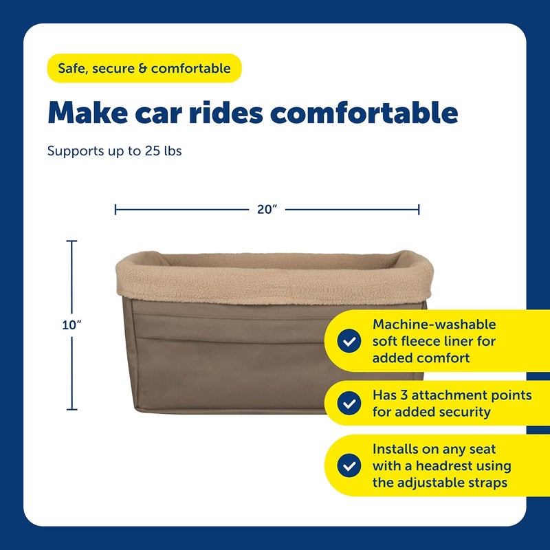 PetSafe Happy Ride Extra Large Dog Booster Seat for Cars - Brown with Machine Washable Fleece Liner - Image 5