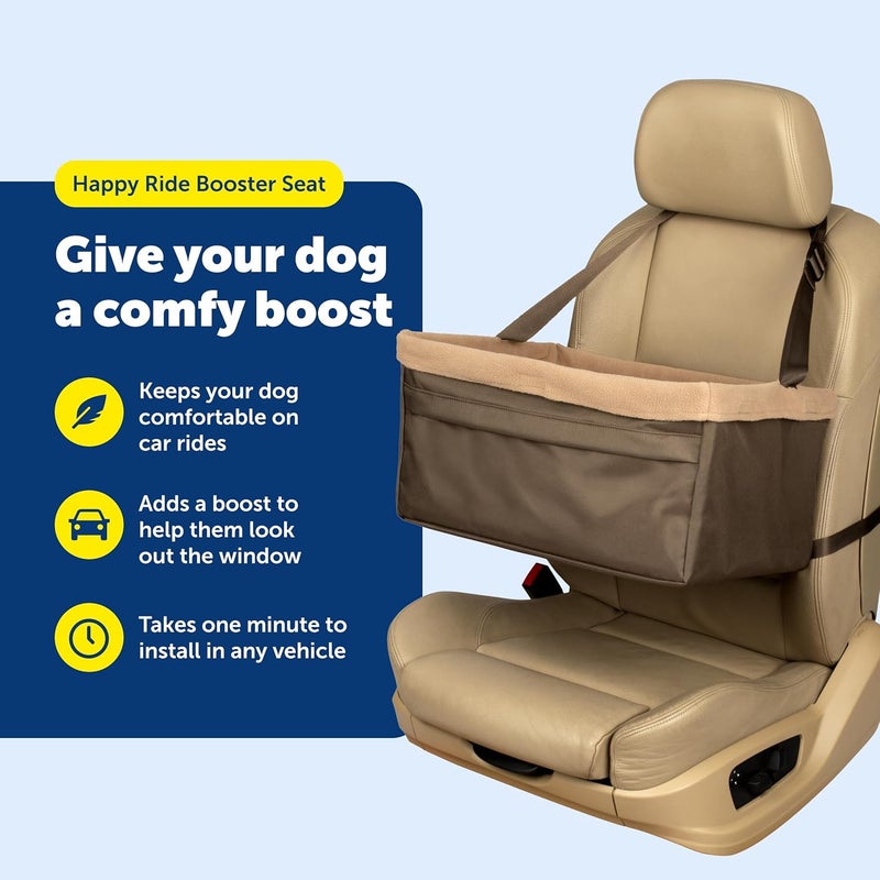 PetSafe Happy Ride Extra Large Dog Booster Seat for Cars - Brown with Machine Washable Fleece Liner - Image 4