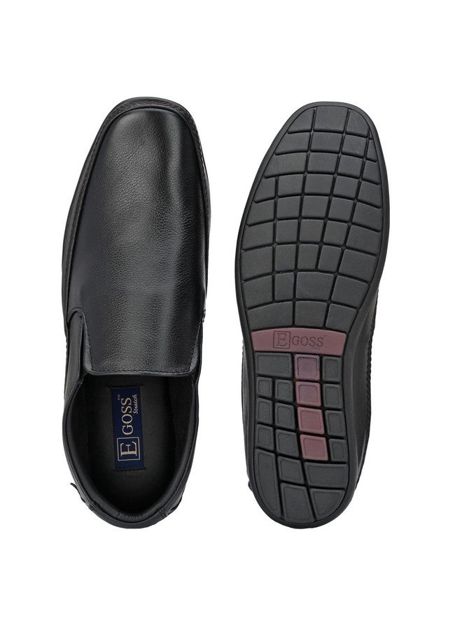 egoss Stretch Premium Genuine Leather Slip On Formal Shoes for Men (Black-11)-GS-345 - Image 5