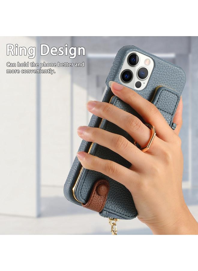 S-TOP Case For iPhone 12 Pro Max Litchi Leather Oil Edge Ring Zipper Wallet Back Phone Case - Image 3