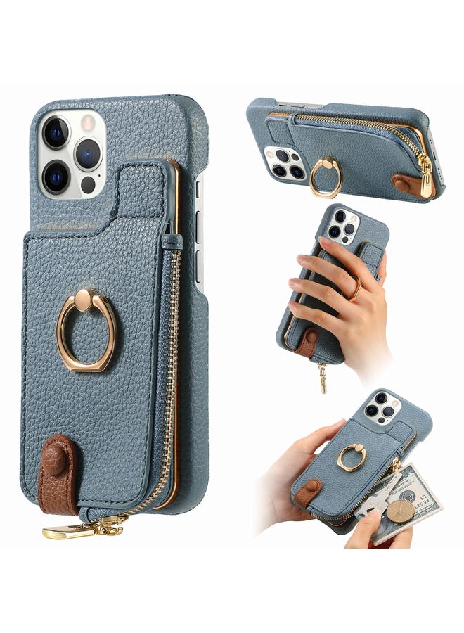S-TOP Case For iPhone 12 Pro Max Litchi Leather Oil Edge Ring Zipper Wallet Back Phone Case - Image 1