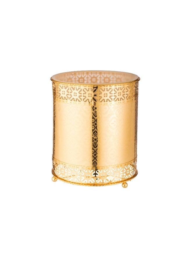 المرحومي طقم سلة مهملات وعلبة مناديل من المعدن و ديكور ذهبي لمنزل انيق و عصري - Image 5