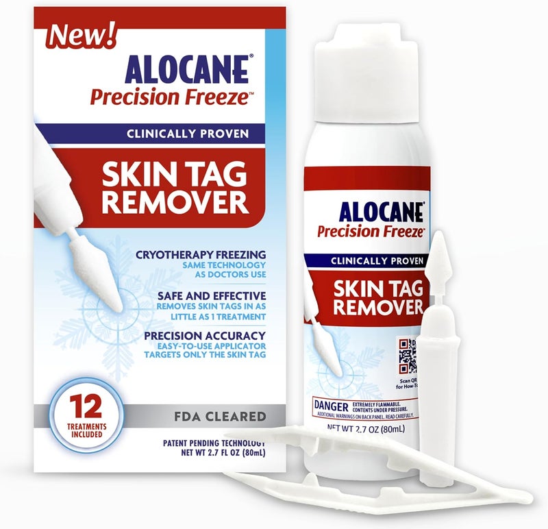 Alocane ALOCANE Precision Freeze, Skin Tag Remover, FDA-Cleared at-Home Cryotherapy Skin Tag Removal Kit with 12 Precision Tip Applicators, Helps Remove Skin Tags in As Little As 1 Treatment 