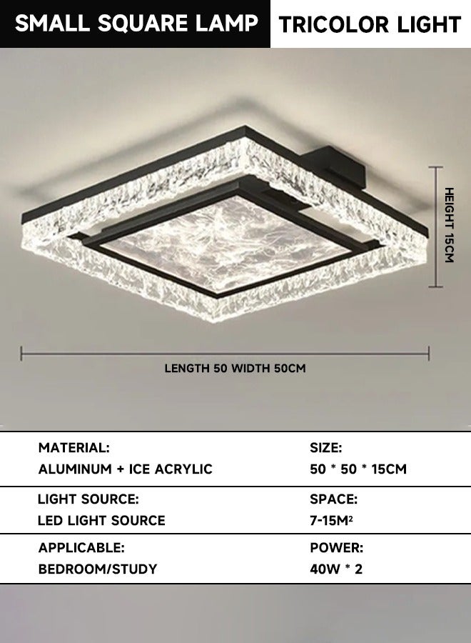 Bedroom ceiling lamp - Italian style square lamp - modern and simple, elegant and grand - ice crack pattern - living room and dining room pendant lamp - Image 4