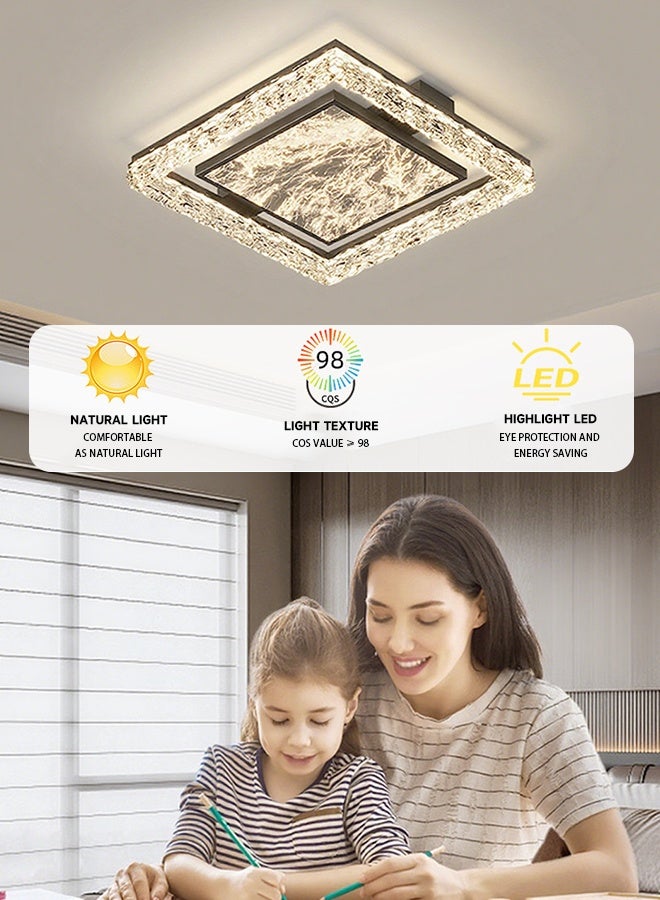 Bedroom ceiling lamp - Italian style square lamp - modern and simple, elegant and grand - ice crack pattern - living room and dining room pendant lamp - Image 5