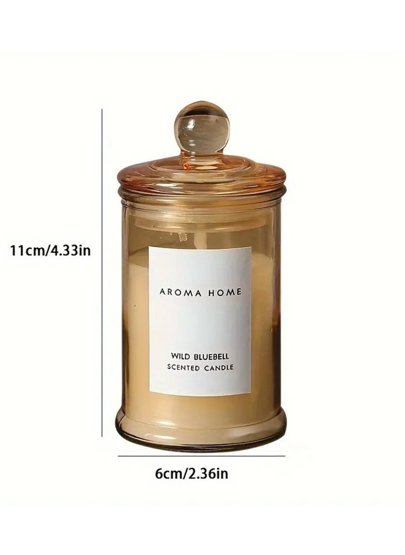 اروما هوم - جرة شمعة معطرة بشموع فاخرة من أروما ناتشورالزوعاء مع غطاء بتصميم مثالي كما أنها هدية مثالية لديكور المنزل على الموضة 95 جم (دقات الرياح الزرقاء) - Image 1