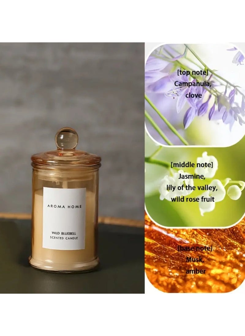 اروما هوم - جرة شمعة معطرة بشموع فاخرة من أروما ناتشورالزوعاء مع غطاء بتصميم مثالي كما أنها هدية مثالية لديكور المنزل على الموضة 95 جم (دقات الرياح الزرقاء) - Image 1