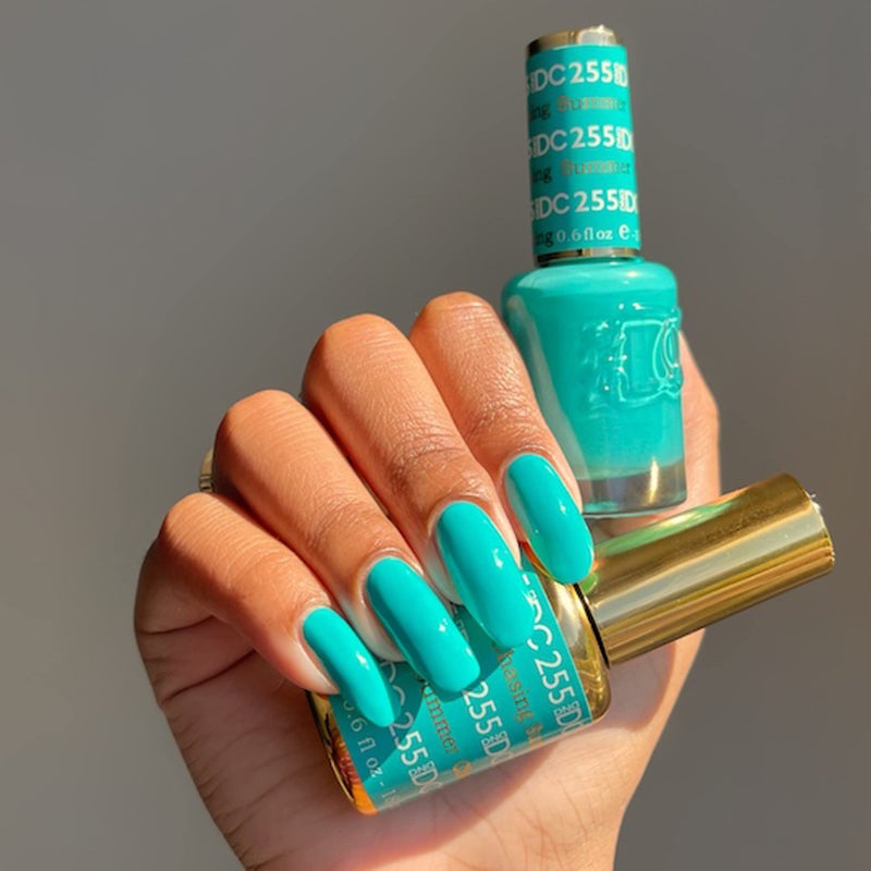 DAISY DND DND DC Gel Polish Set, Blue Collection, UV/LED Gel Polish and Air Dry Nail Lacquer, Matching Chip-Free Polish Duo, 255 Chasing Summer, 0.5 Fl Oz - Image 2