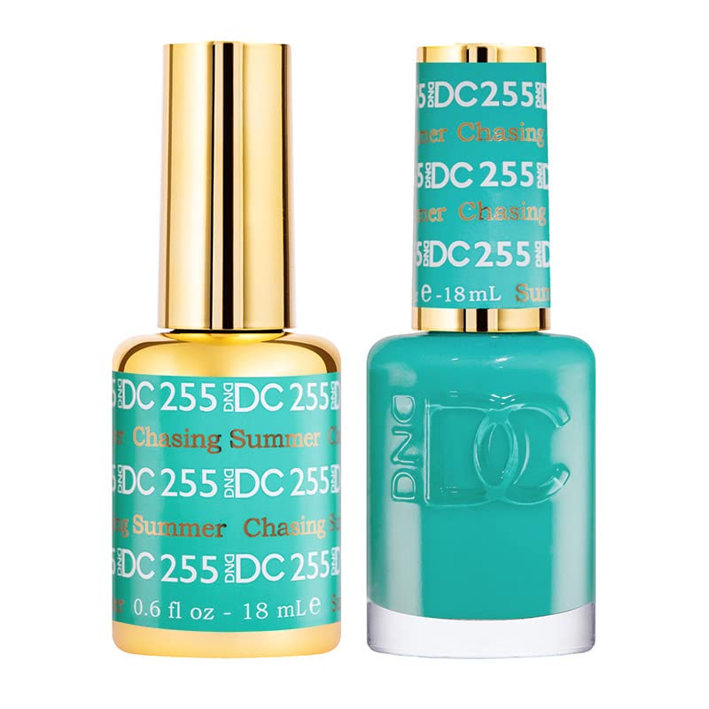DAISY DND DND DC Gel Polish Set, Blue Collection, UV/LED Gel Polish and Air Dry Nail Lacquer, Matching Chip-Free Polish Duo, 255 Chasing Summer, 0.5 Fl Oz - Image 1