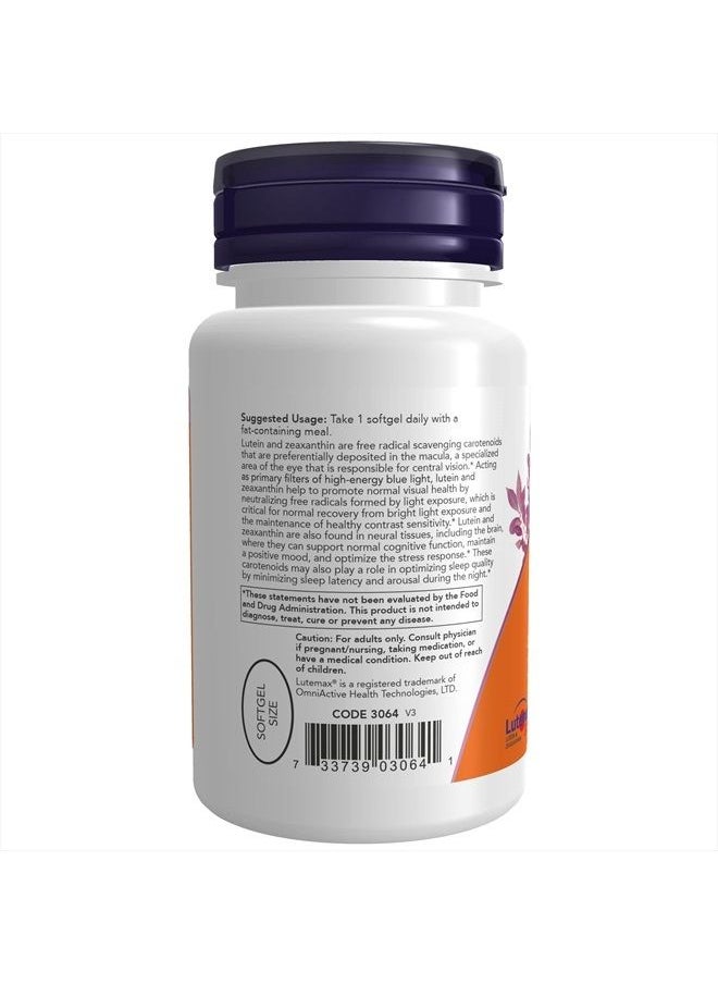 now - Supplements, Lutein & Zeaxanthin with 25 mg Lutein and 5 mg Zeaxanthin, 60 Softgels - Image 1