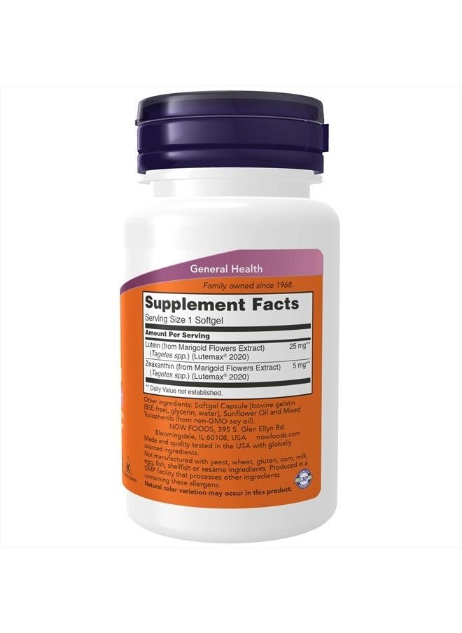 now - Supplements, Lutein & Zeaxanthin with 25 mg Lutein and 5 mg Zeaxanthin, 60 Softgels - Image 1