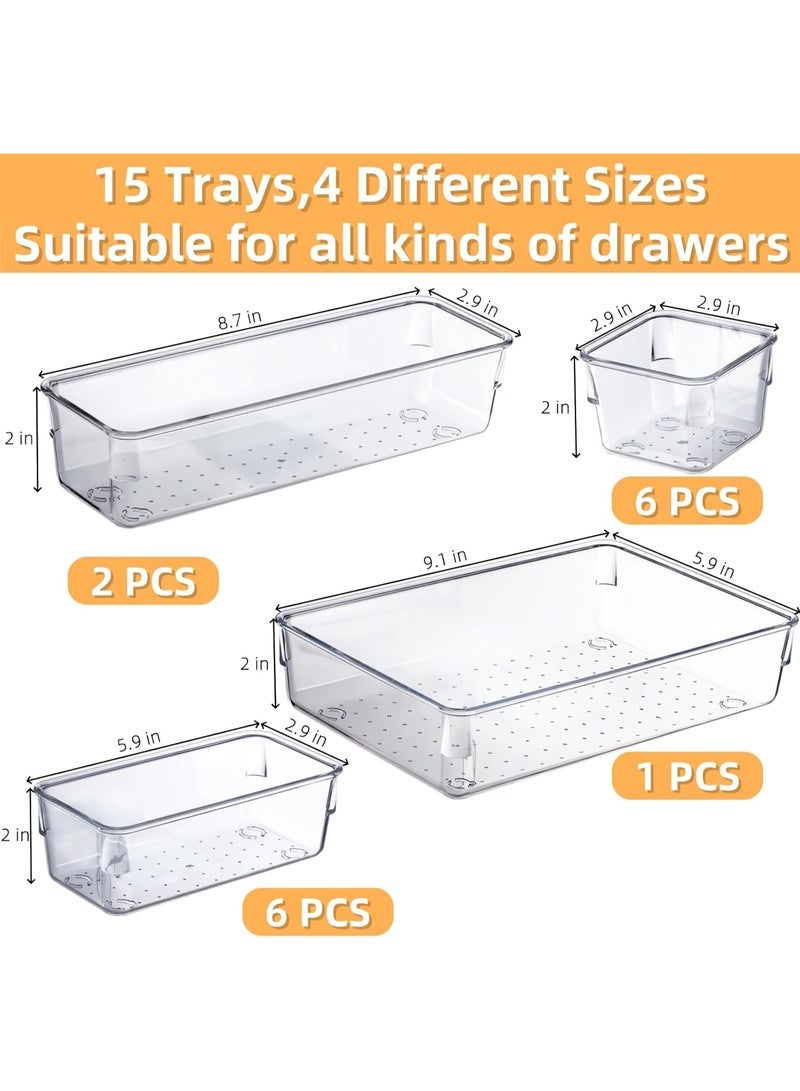 Acrylic Storage Boxes for Makeup, Skincare, Jewelry, and Office Supplies for Vanity, Kitchen, Bedroom, Bathroom, and Office - 15 Pieces - Image 2