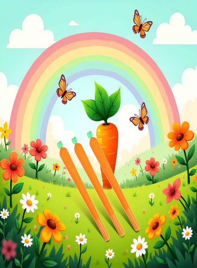 Jowxsx 3Pcs Orange School Company Writing Gel Pen, Creative Classic Cute Gel Pen to Write Smoothly Funny Carrot 0.5mm Black Gel Ink Pen Office School Supply Creative Gift Writing Correction Supplies - Image 4