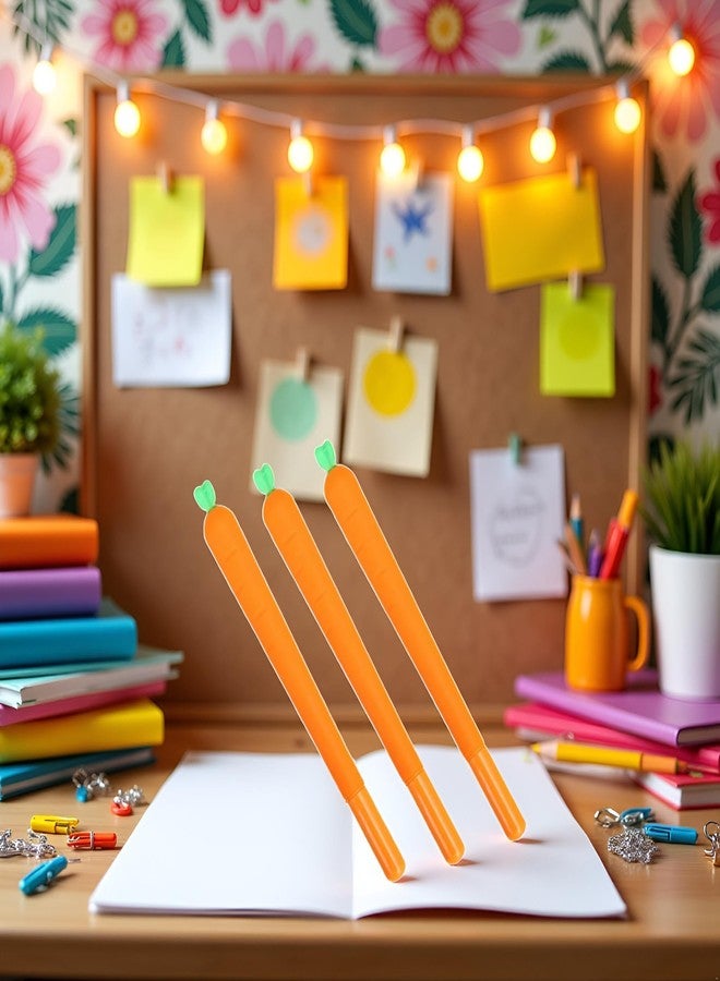 Jowxsx 3Pcs Orange School Company Writing Gel Pen, Creative Classic Cute Gel Pen to Write Smoothly Funny Carrot 0.5mm Black Gel Ink Pen Office School Supply Creative Gift Writing Correction Supplies - Image 3