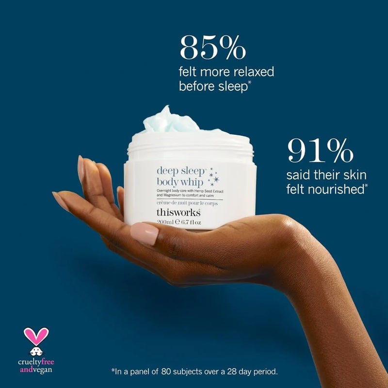 THISWORKS Deep Sleep Body Whip â€“ Ultra-Rich Nighttime Body Moisturizer with Shea Butter, Magnesium & Essential Oils â€“ Nourishes Skin & Promotes Restful Sleep â€“ 200ml - Image 4