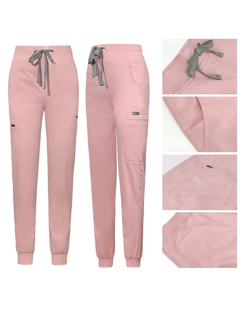 Loquat Womens Medical Uniform Scrubs 2 Piece Set V-Neck Top and Elastic Waist Jogger Pants Suit Pink - Image 3