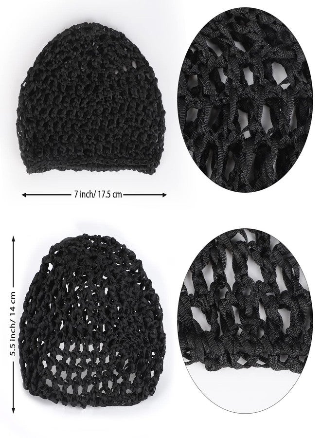 Etercycle 2 Pieces Mesh Crochet Hair Net Snoods, Soft Rayon Knit Crochet Hairnet Hair Cover Accessory Crocheted Sleep Cap for Women (Black) - Image 2