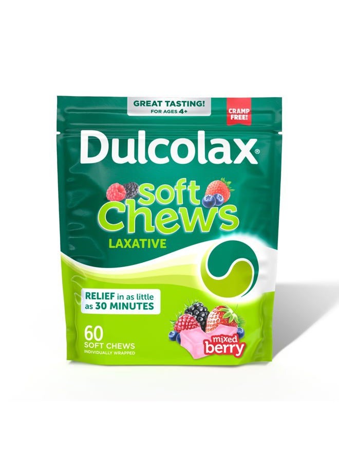 DULCOLAX Saline Laxative Soft Chews, Gentle Constipation Relief, Mixed Berry Flavor, Magnesium Hydroxide 1200 mg, 60 Count - Image 1