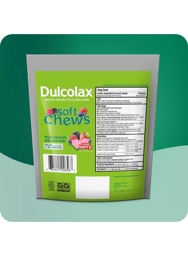 DULCOLAX Saline Laxative Soft Chews, Gentle Constipation Relief, Mixed Berry Flavor, Magnesium Hydroxide 1200 mg, 60 Count - Image 3