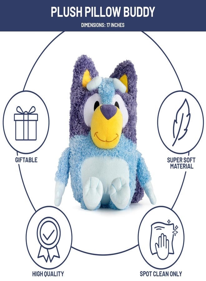 Jay Franco Bluey Plush Pillow Buddy - Soft Plushie Stuffed Pillow, 17 Inches, Blue - Bluey - Image 2