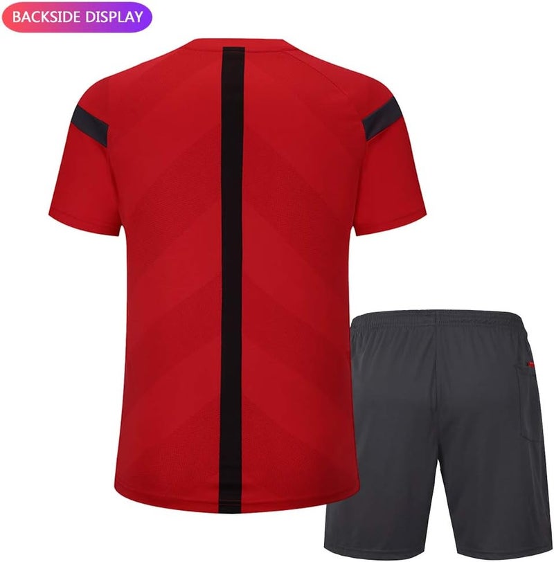 Shinestone Men's Referee Football Short Sleeve Jersey (Red, Small) - Image 3