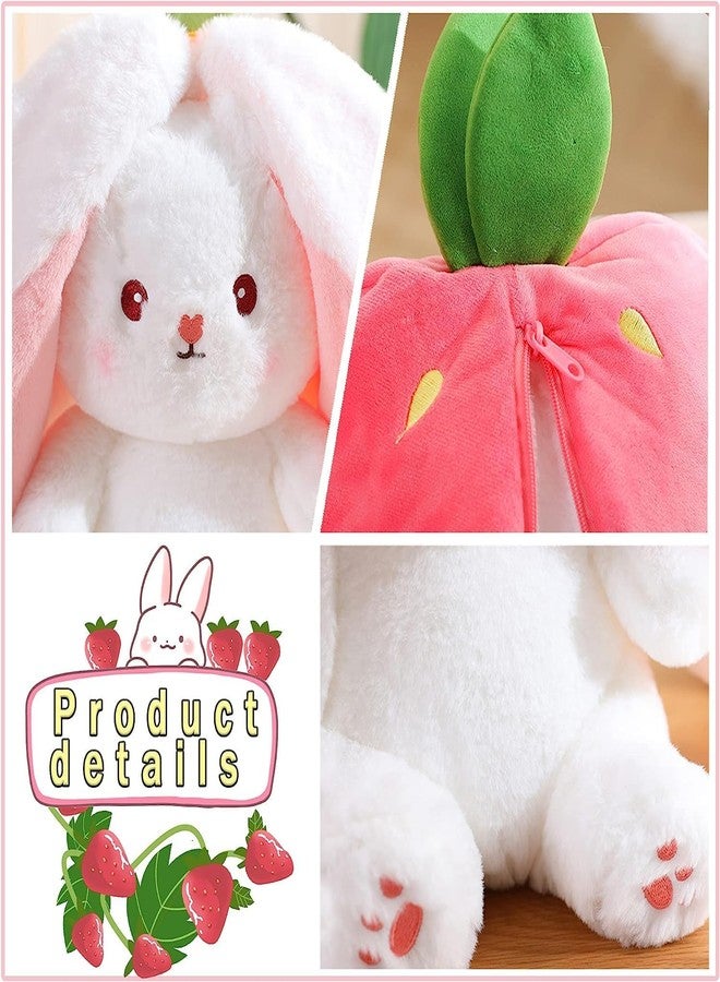 Storescent Reversible Strawberry Rabbit Bunny Plush Toys with Zipper, Cute Plushies Strawberry Rabbit Soft Toy, Birthday Gift for Girls & Kids (Pink Bunny 35cm) - Image 5